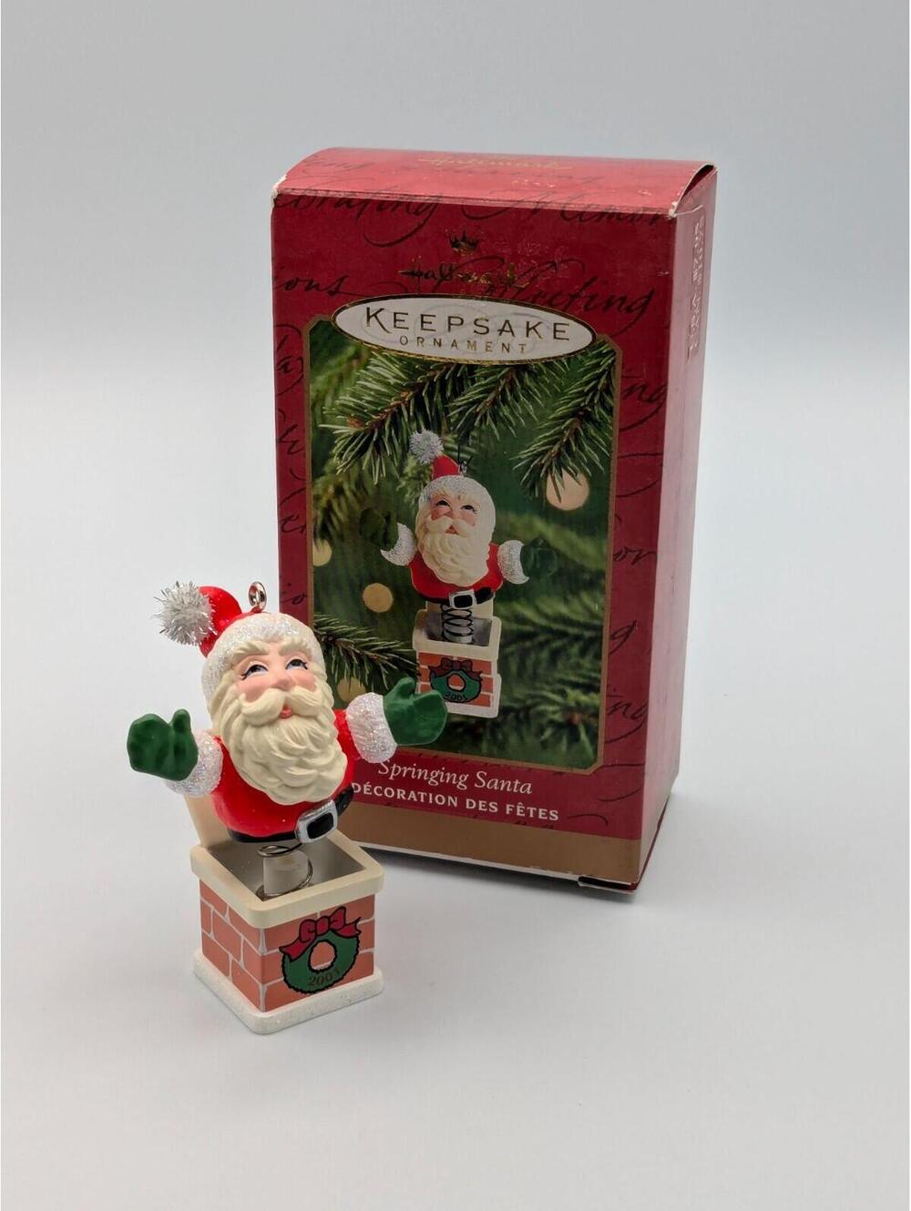 Hallmark Keepsake Springing Santa 2001, Jack-in-the-Box Style Vintage Ornament